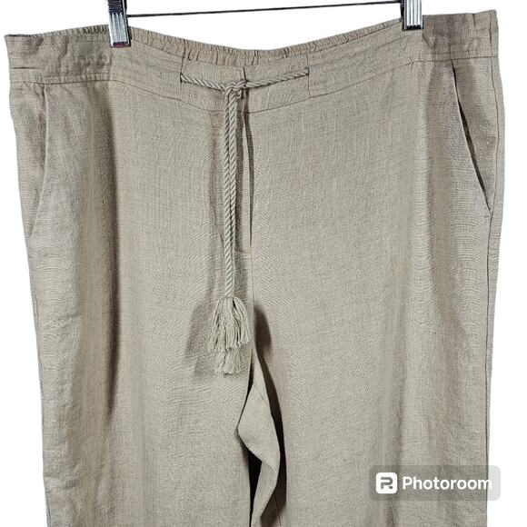 Talbots 100% Linen Cropped Wide Leg Flare Pants Size 16 *Read* - Picture 2 of 14
